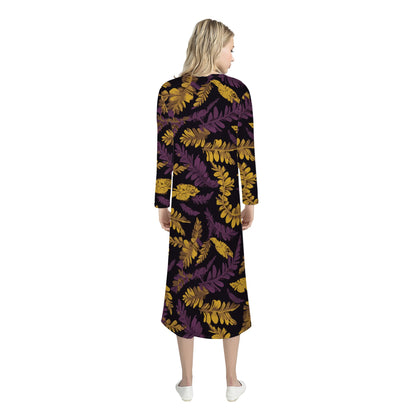 Lauae Purple and Yellow Women's Casual Long Open Front Cardigan