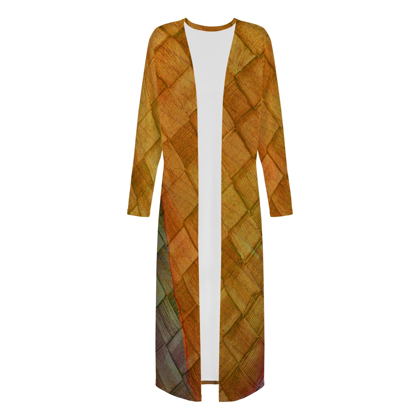 Lauhala Weave Women's Casual Long Open Front Cardigan