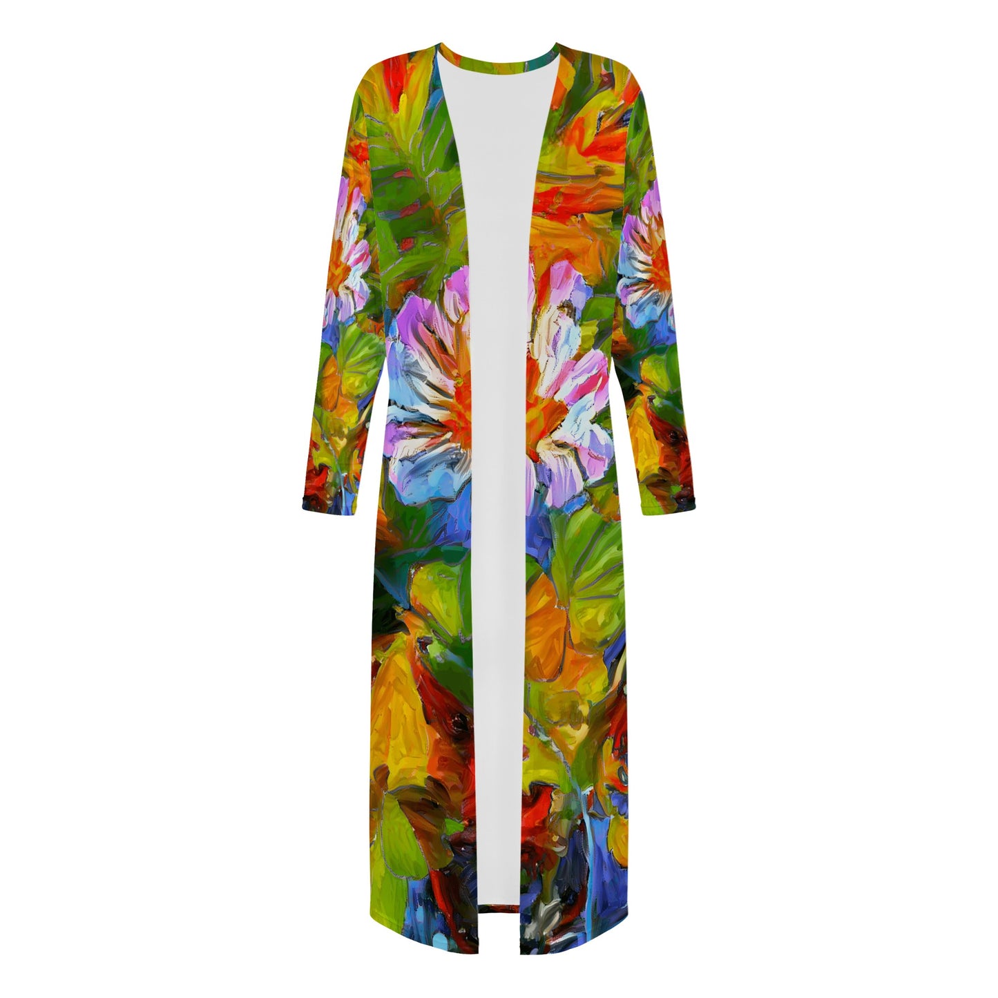 Petunia Flower Women's Casual Long Open Front Cardigan