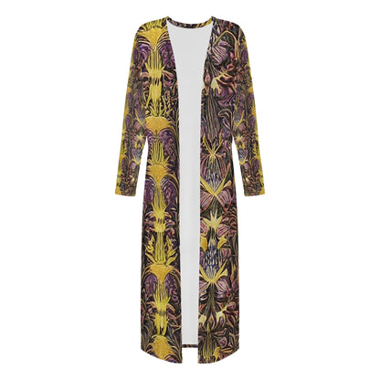 Hawaiian Golden Puakenikeni Women's Casual Long Open Front Cardigan