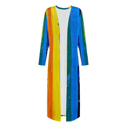 Rainbow Painting Women's Casual Long Open Front Cardigan