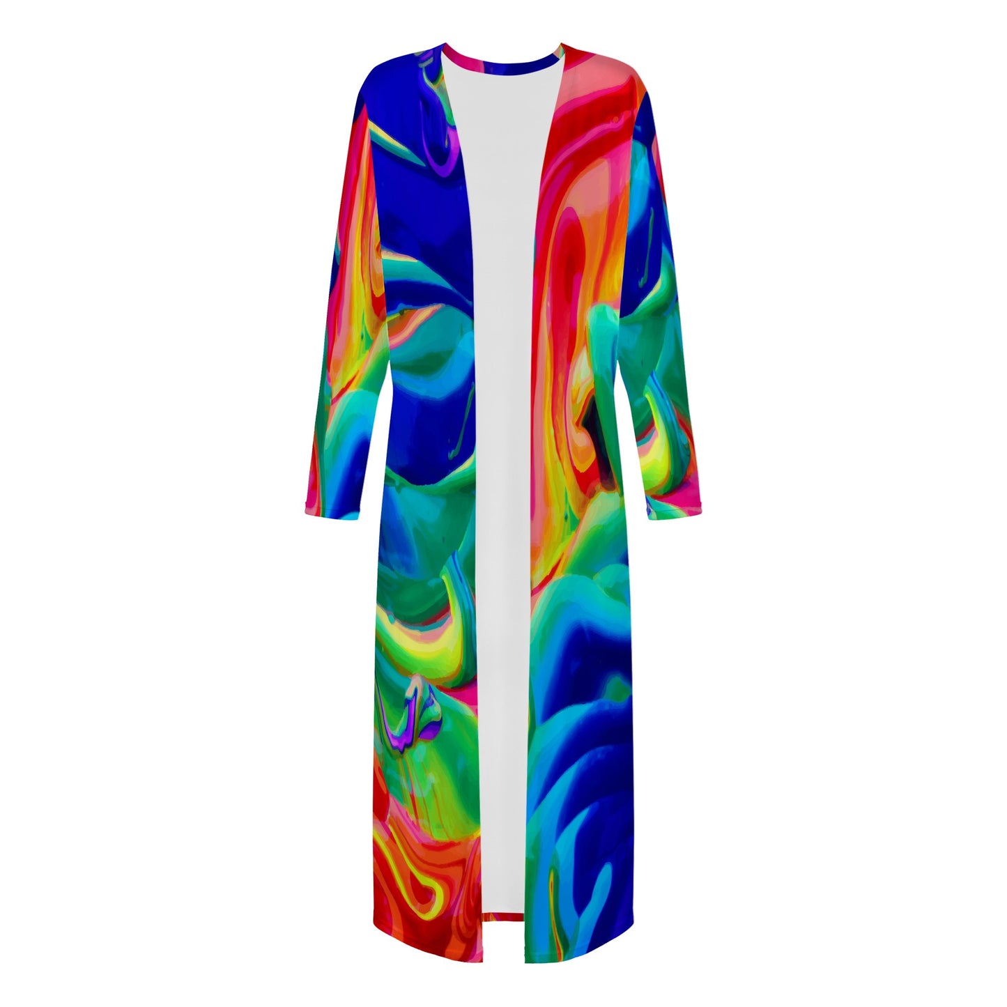 Rainbow Confusion Women's Casual Long Open Front Cardigan