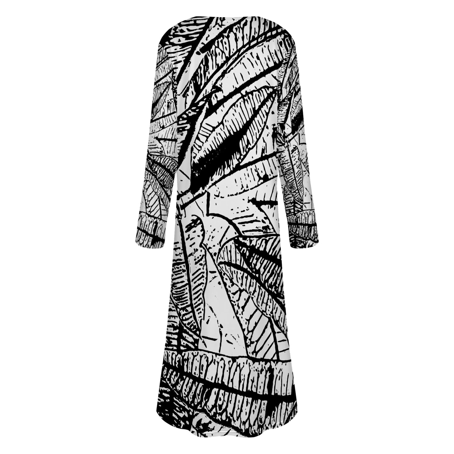 Black and White Croton Women's Casual Long Open Front Cardigan