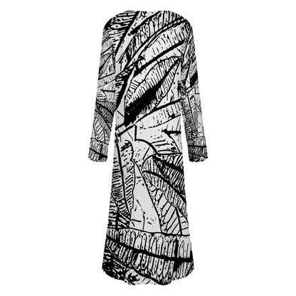 Black and White Croton Women's Casual Long Open Front Cardigan