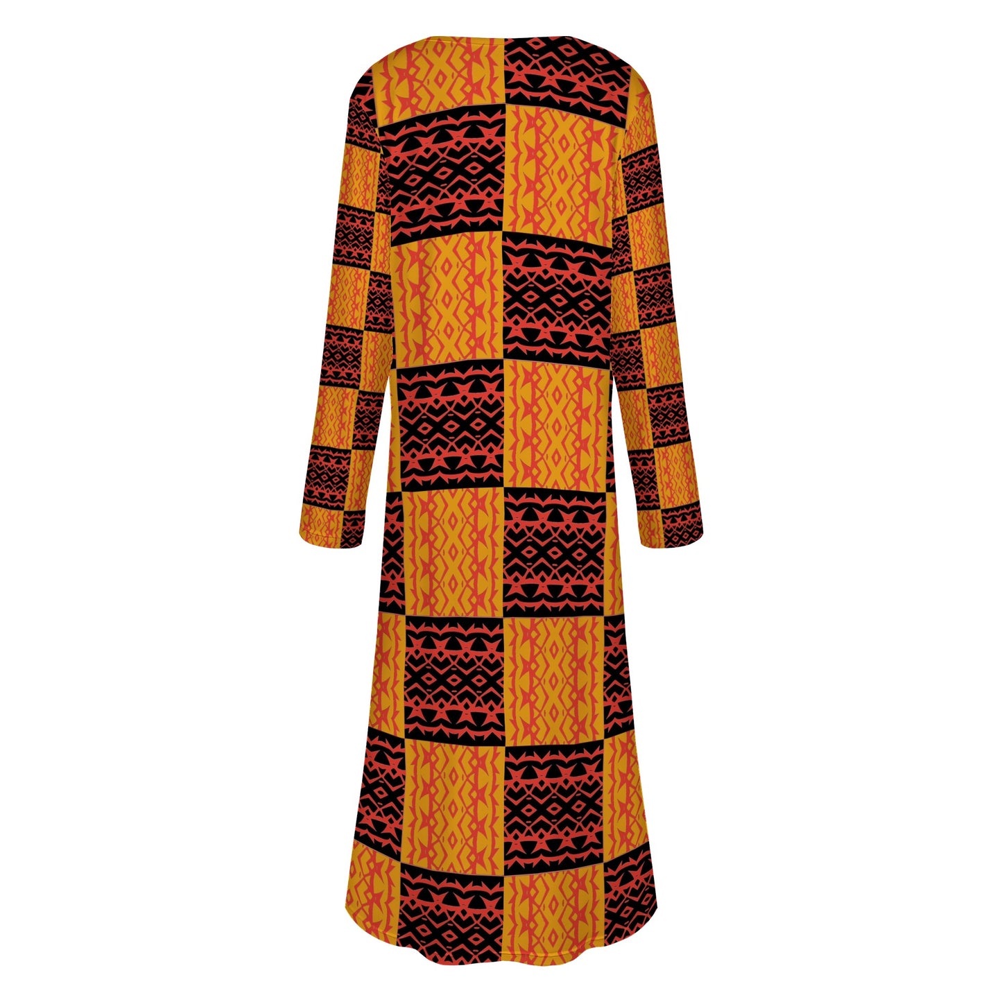 Black and Orange Tribal Design - Women's Casual Long Open Front Cardigan