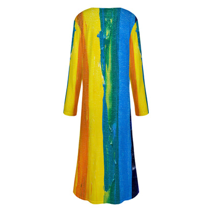 Rainbow Painting Women's Casual Long Open Front Cardigan