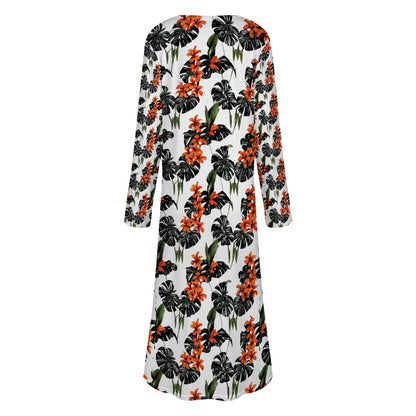 Tropical Red Women's Casual Long Open Front Cardigan