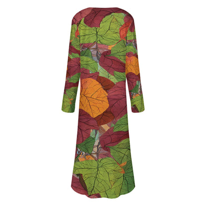 Autumn Leaves Women's Casual Long Open Front Cardigan