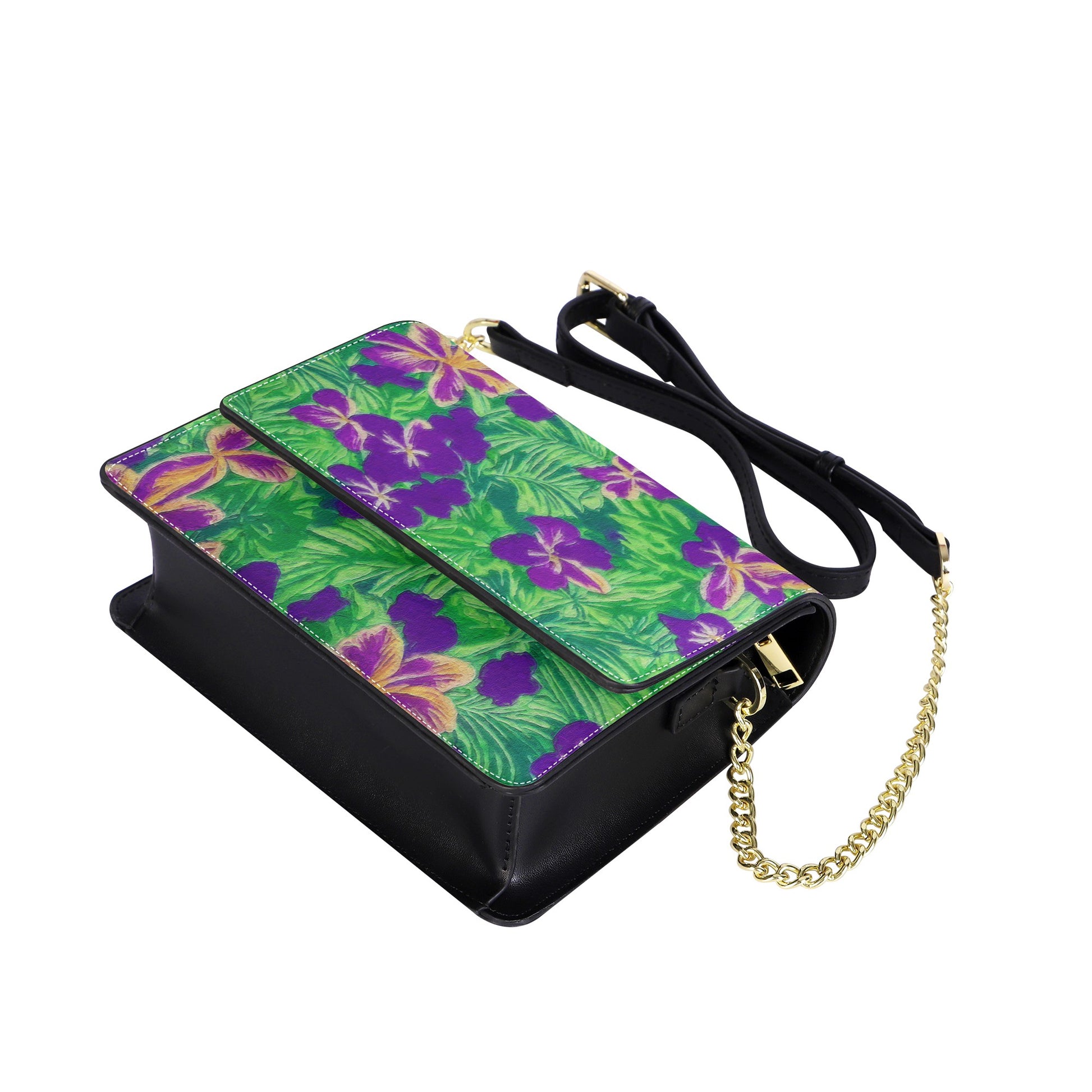 Blue Flag Iris on Green Cross body handbag - Luxtrini, LLC