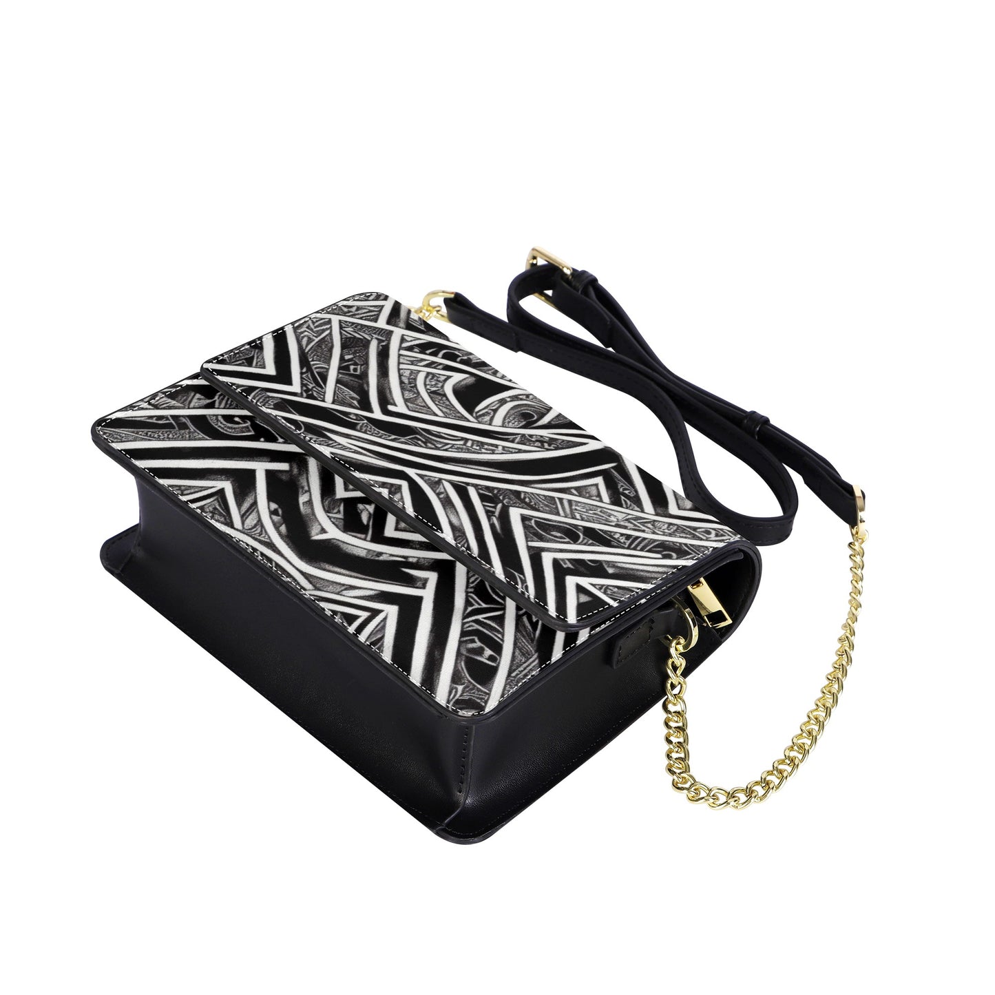 Black and White Polynesian Cross body handbag