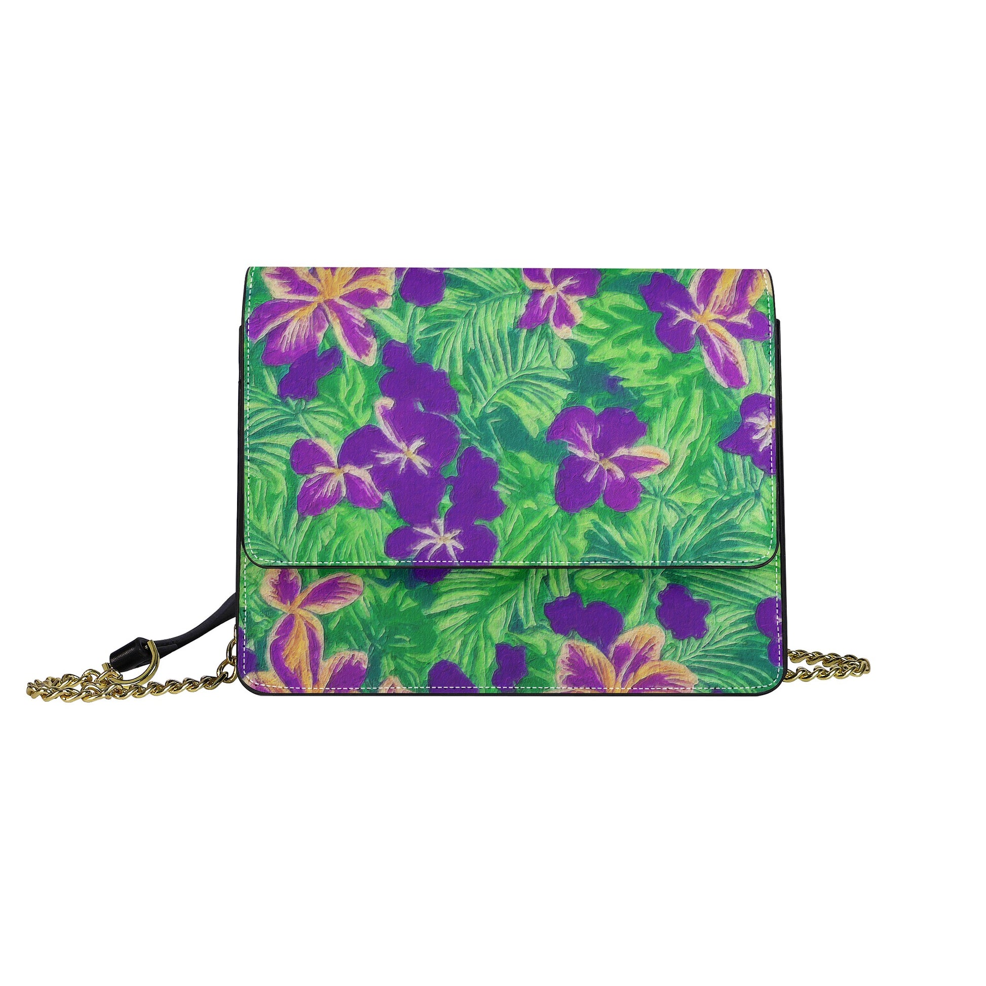 Blue Flag Iris on Green Cross body handbag - Luxtrini, LLC