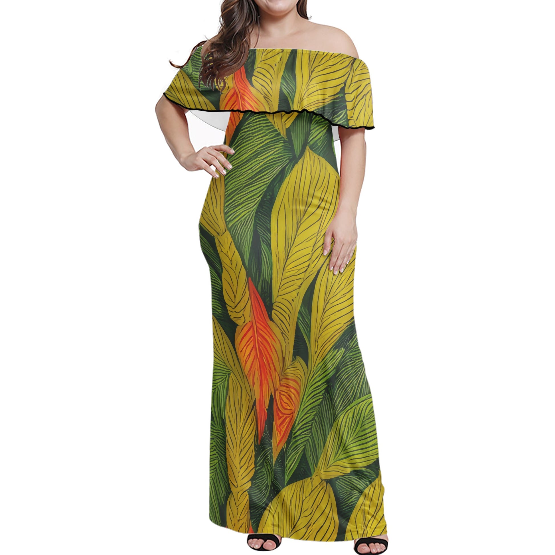 Indian shot Women Off-shoulder Dress - Luxtrini, LLC