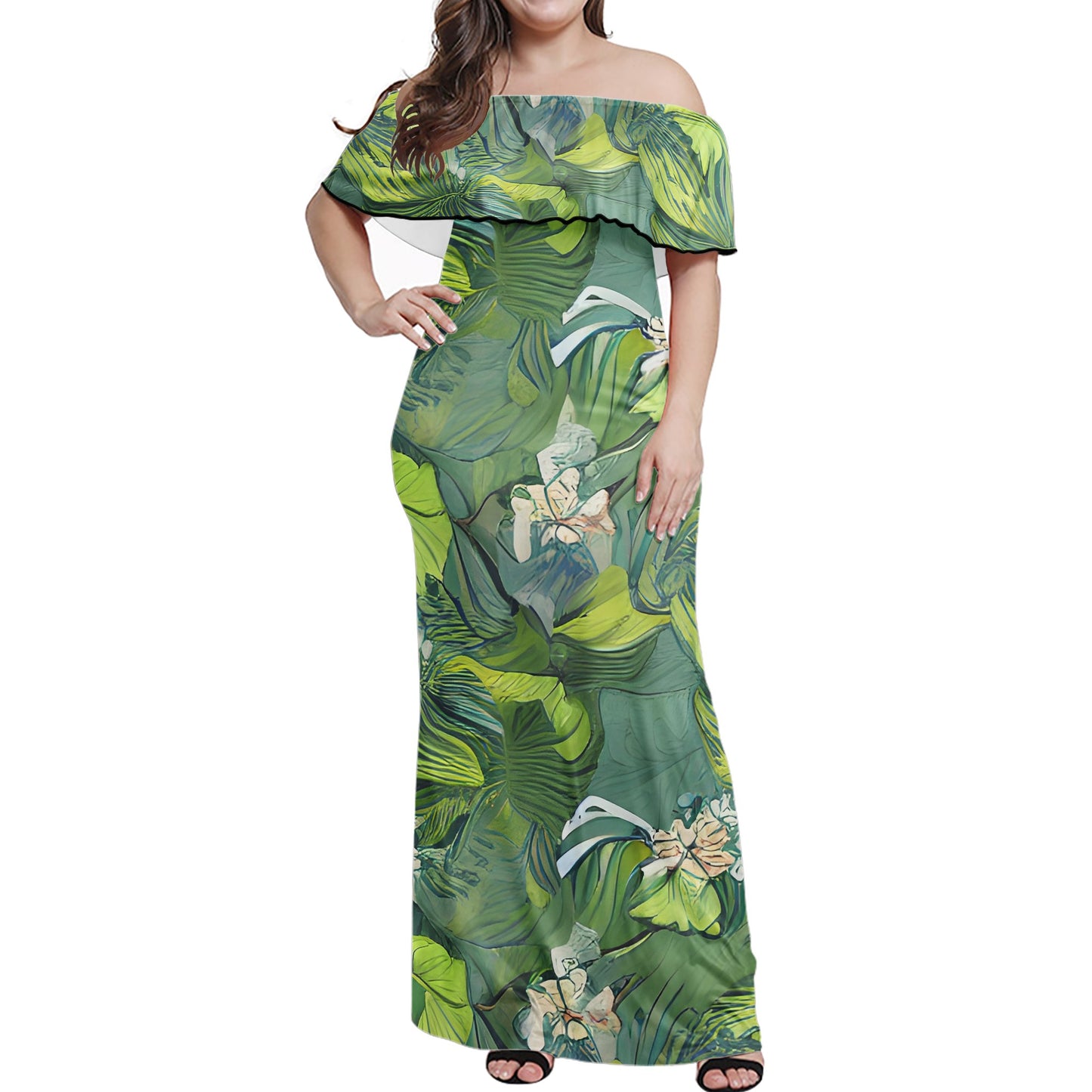 American Lotus Women Off-shoulder Dress - Luxtrini, LLC