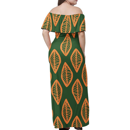 African Ethnic MudCloth Women Off Shoulder Maxi Dress - Sizes up to 7XL