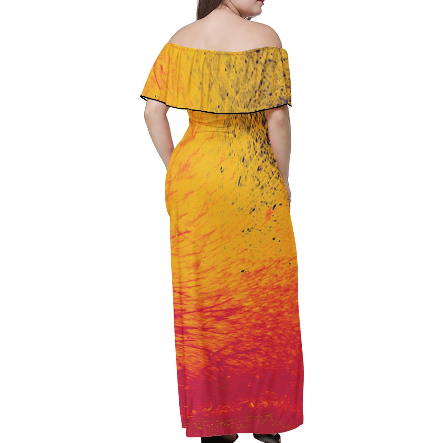 Pele's Fire Women Off-shoulder Dress - Luxtrini, LLC