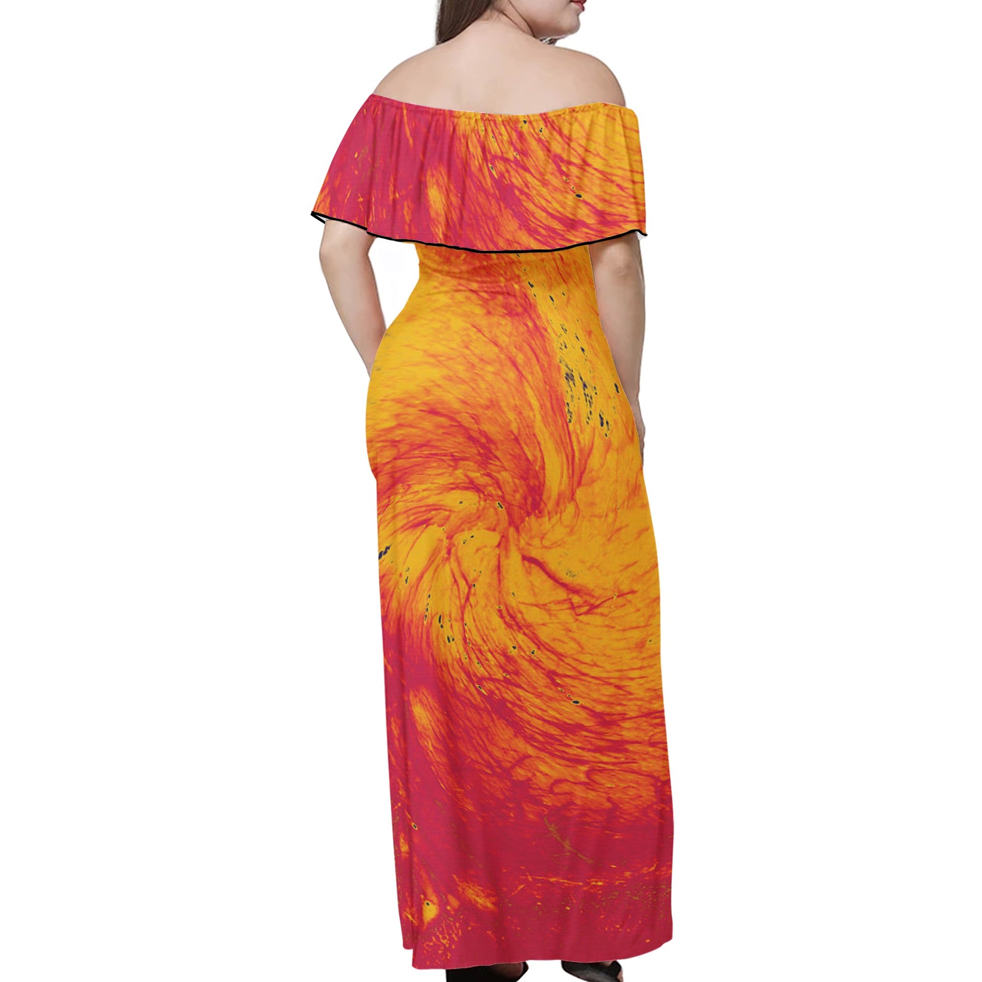 Pele's Fire Women Off-shoulder Dress - Luxtrini, LLC