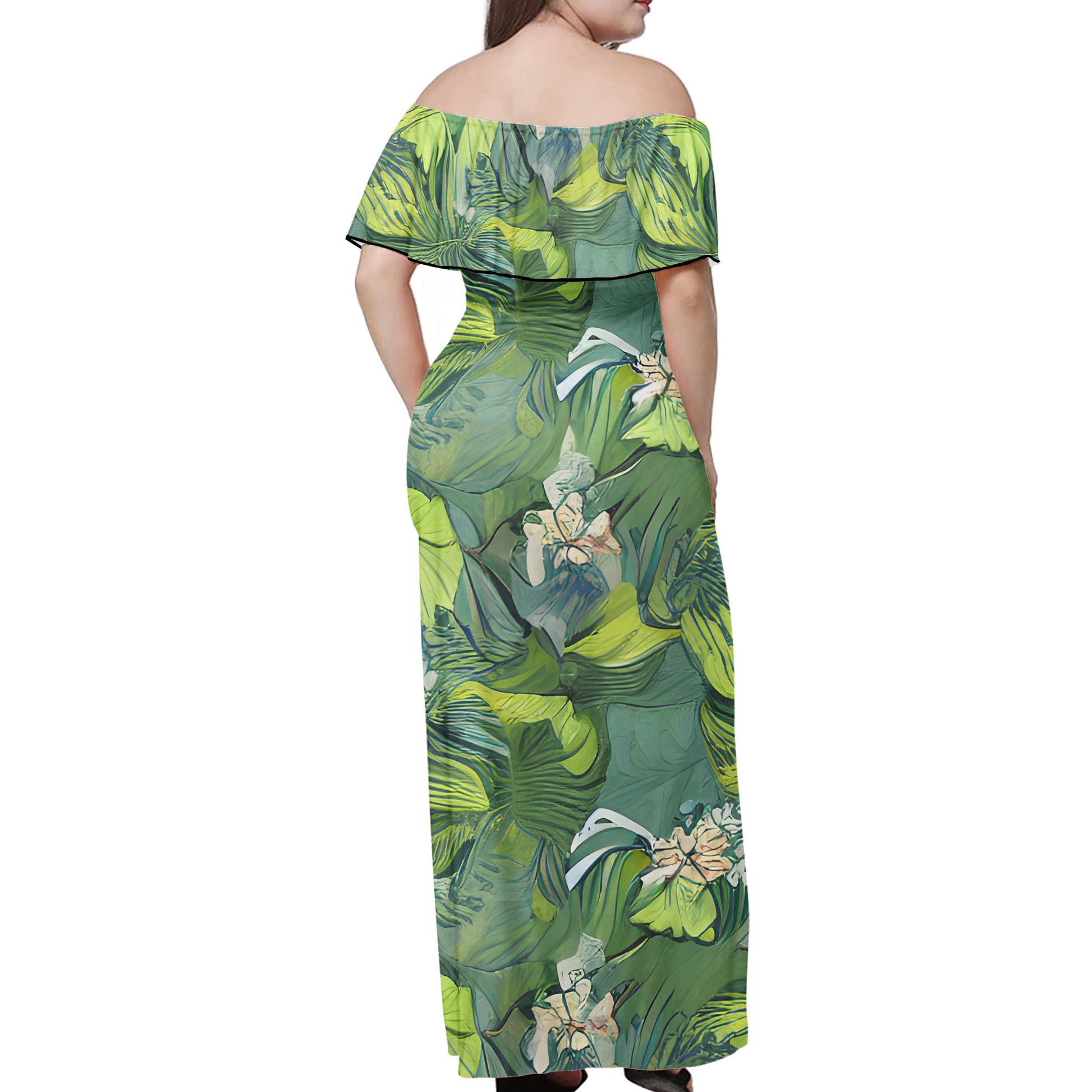 American Lotus Women Off-shoulder Dress - Luxtrini, LLC