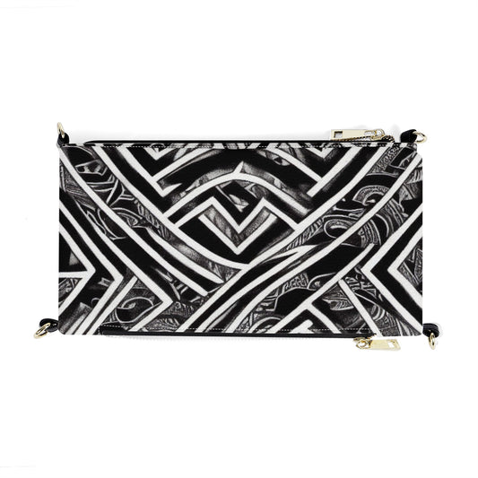 Black and White Polynesian Foldable Cross Body Handbags