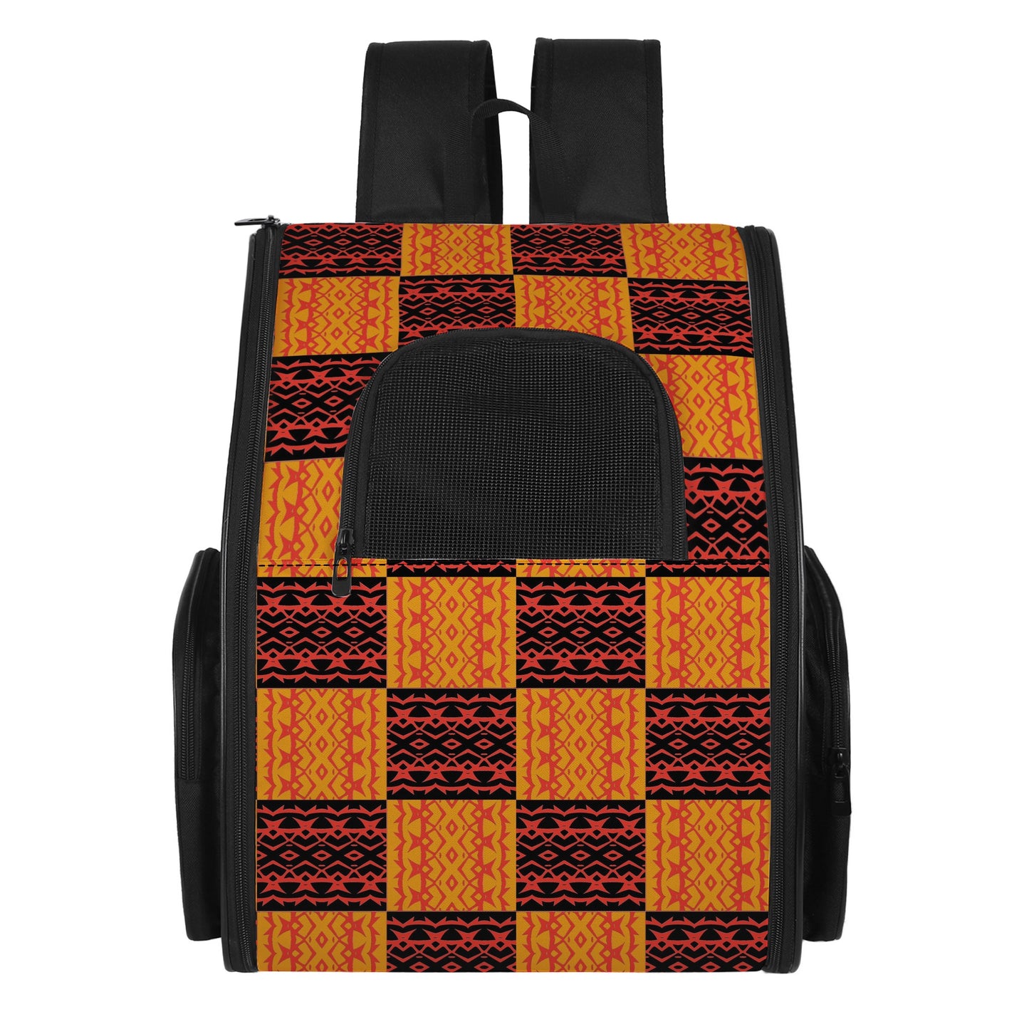 Black and Orange Tribal Design -  Pet Carrier Backpack