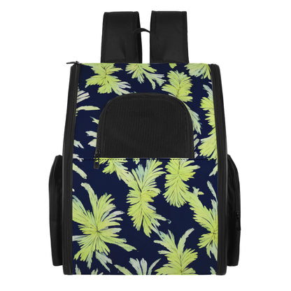 Palm Fronds - Lime Green and Black Pet Carrier Backpack