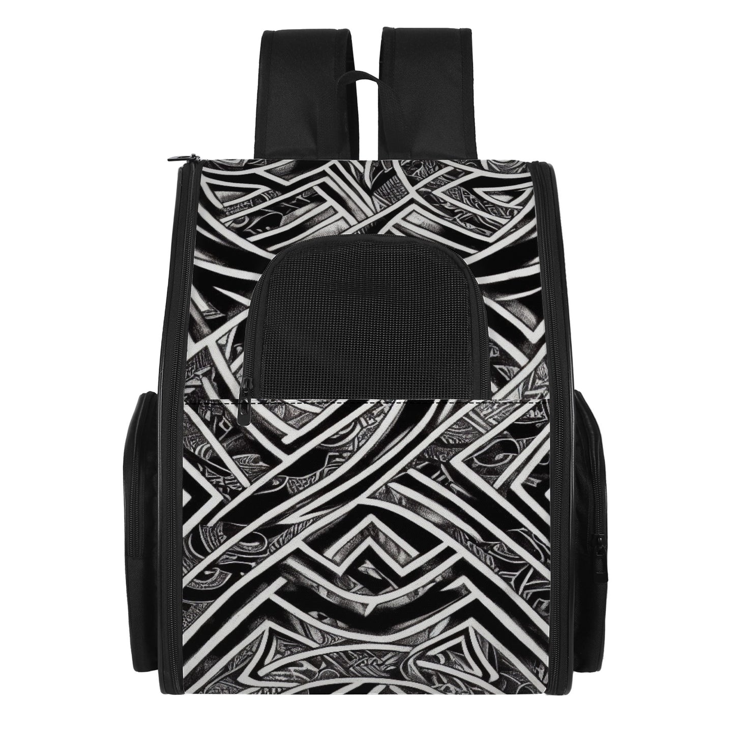 Black and White Polynesian Pet Carrier Backpack