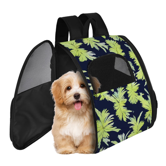 Palm Fronds - Lime Green and Black Pet Carrier Backpack