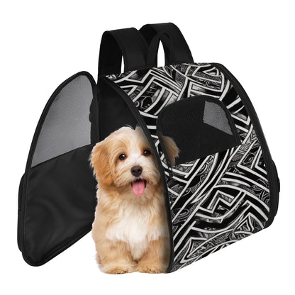 Black and White Polynesian Pet Carrier Backpack