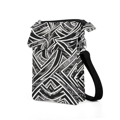 Black and White Polynesian Cloth Crossbody Bag