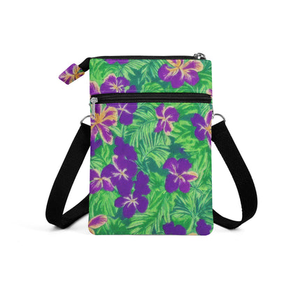 Blue Flag Iris on Green Cloth Crossbody Bag - Luxtrini, LLC