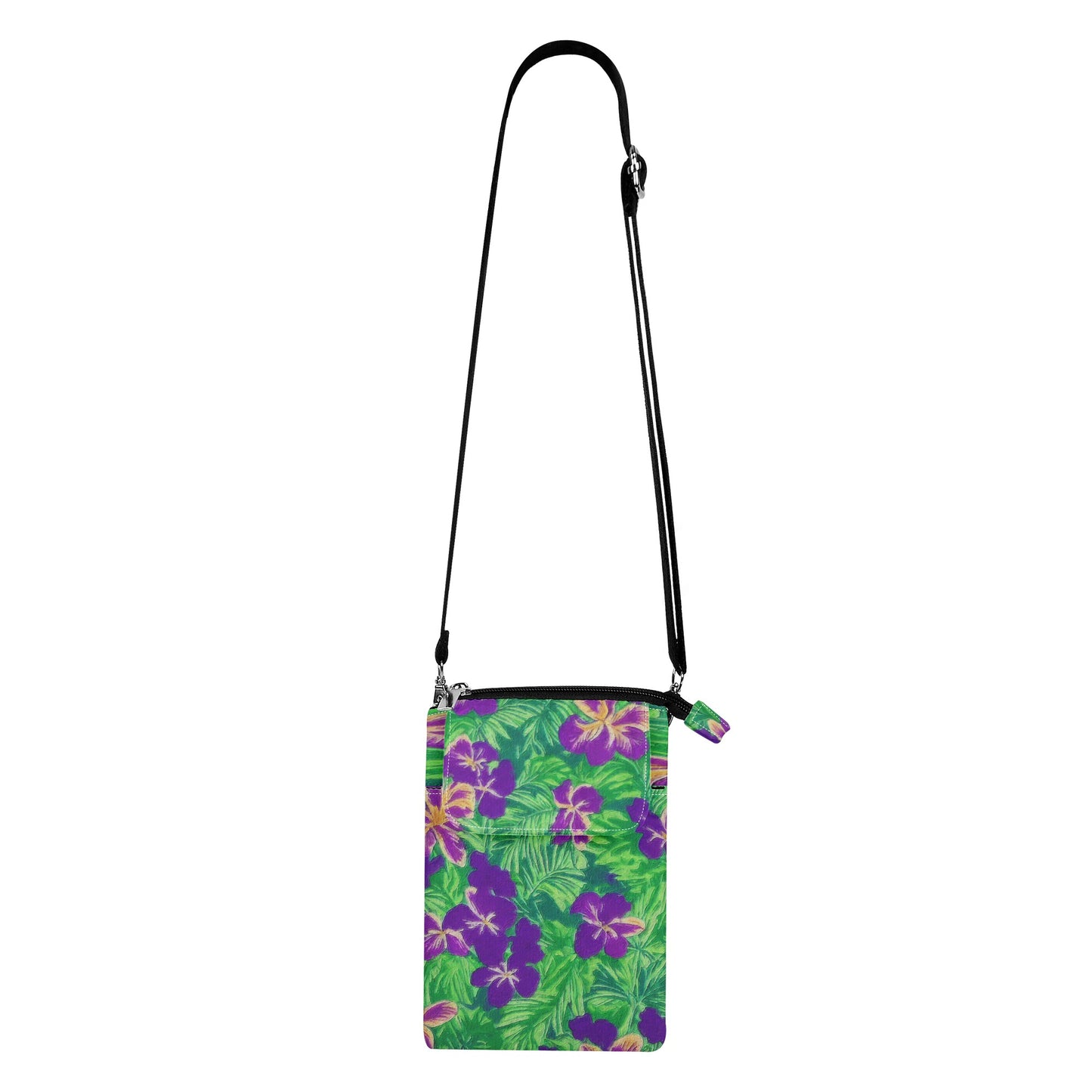 Blue Flag Iris on Green Cloth Crossbody Bag - Luxtrini, LLC