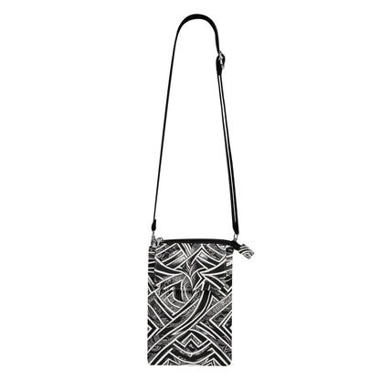 Black and White Polynesian Cloth Crossbody Bag