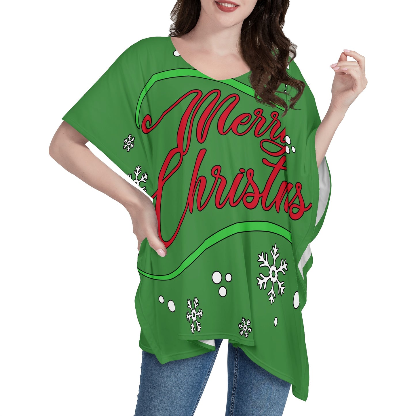 Women Oversize Shirt Dress - Merry Christmas - Luxtrini, LLC