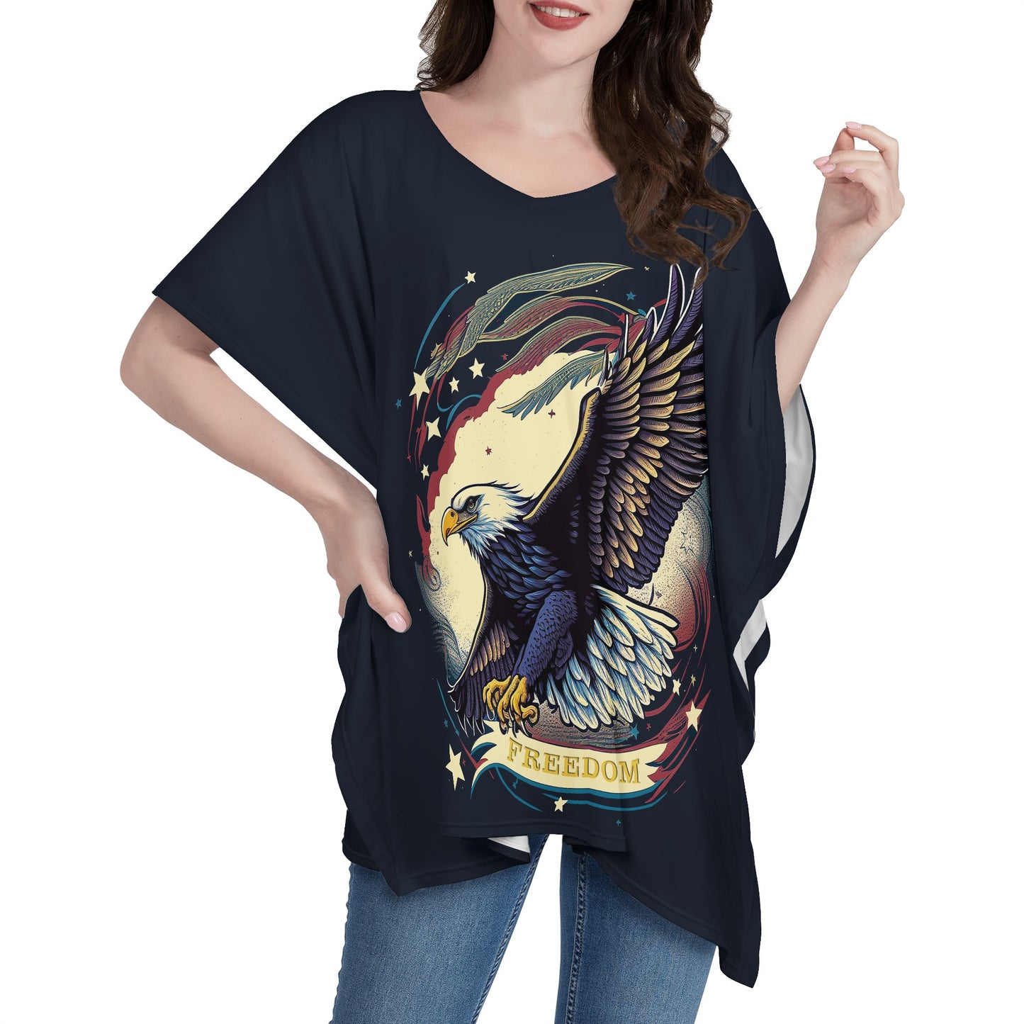 Freedom Flyer: Celebrating the Bald Eagle as a Symbol of Freedom and Strength in the USA Women Oversize Shirt Dress Women ONESIZE