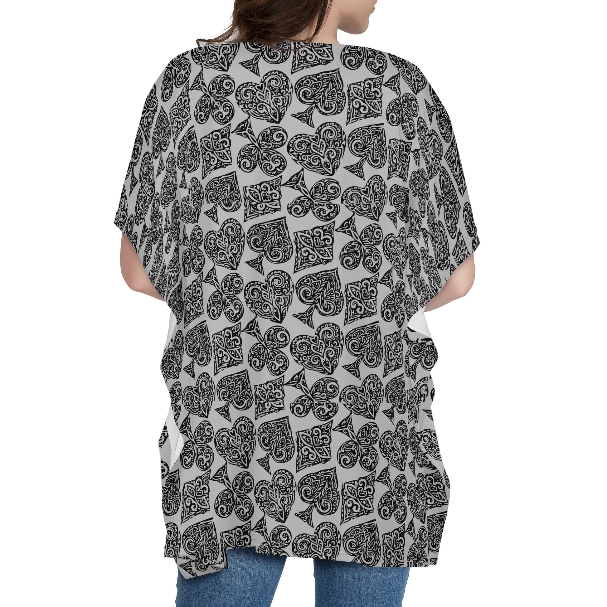 Poker Women Oversize Shirt Dress - Luxtrini, LLC