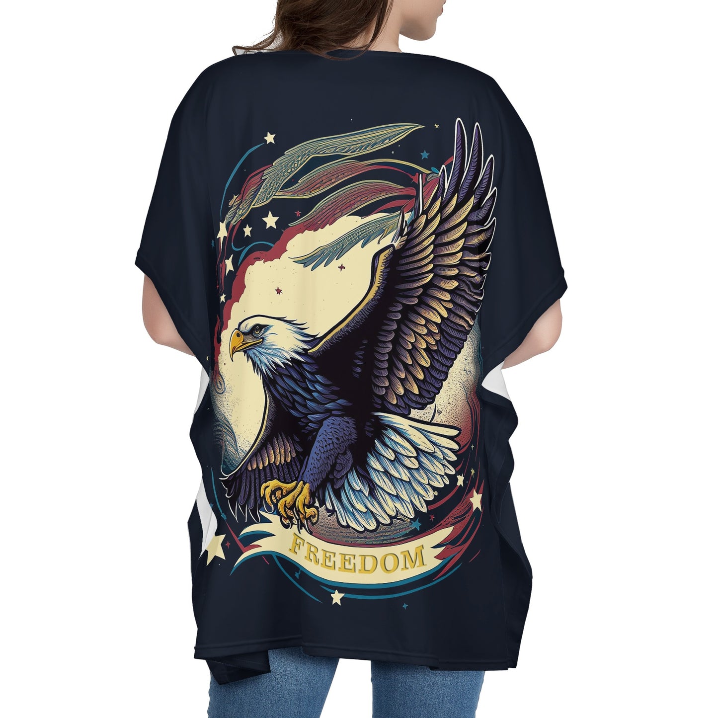 Freedom Flyer: Celebrating the Bald Eagle as a Symbol of Freedom and Strength in the USA Women Oversize Shirt Dress