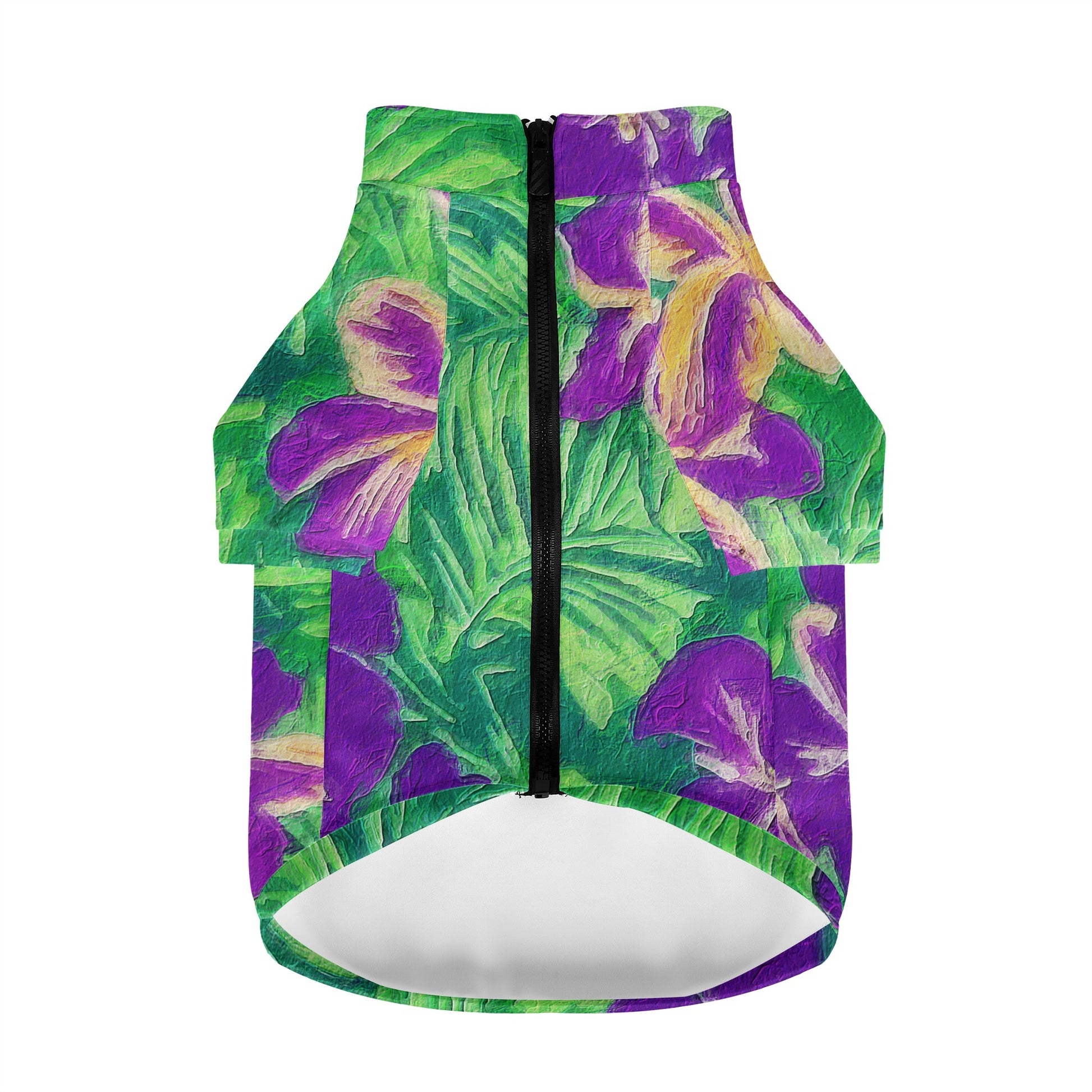 Blue Flag Iris on Green Pet round neck sweater - Luxtrini, LLC