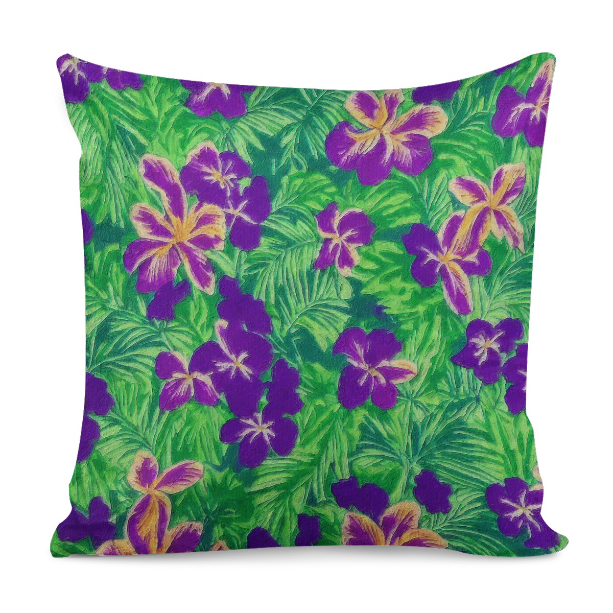 Blue Flag Iris on Green Pillow Cover - Luxtrini, LLC