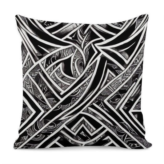 Black and White Polynesian Pillow Cover