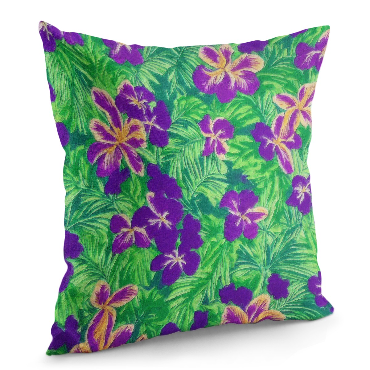 Blue Flag Iris on Green Pillow Cover - Luxtrini, LLC