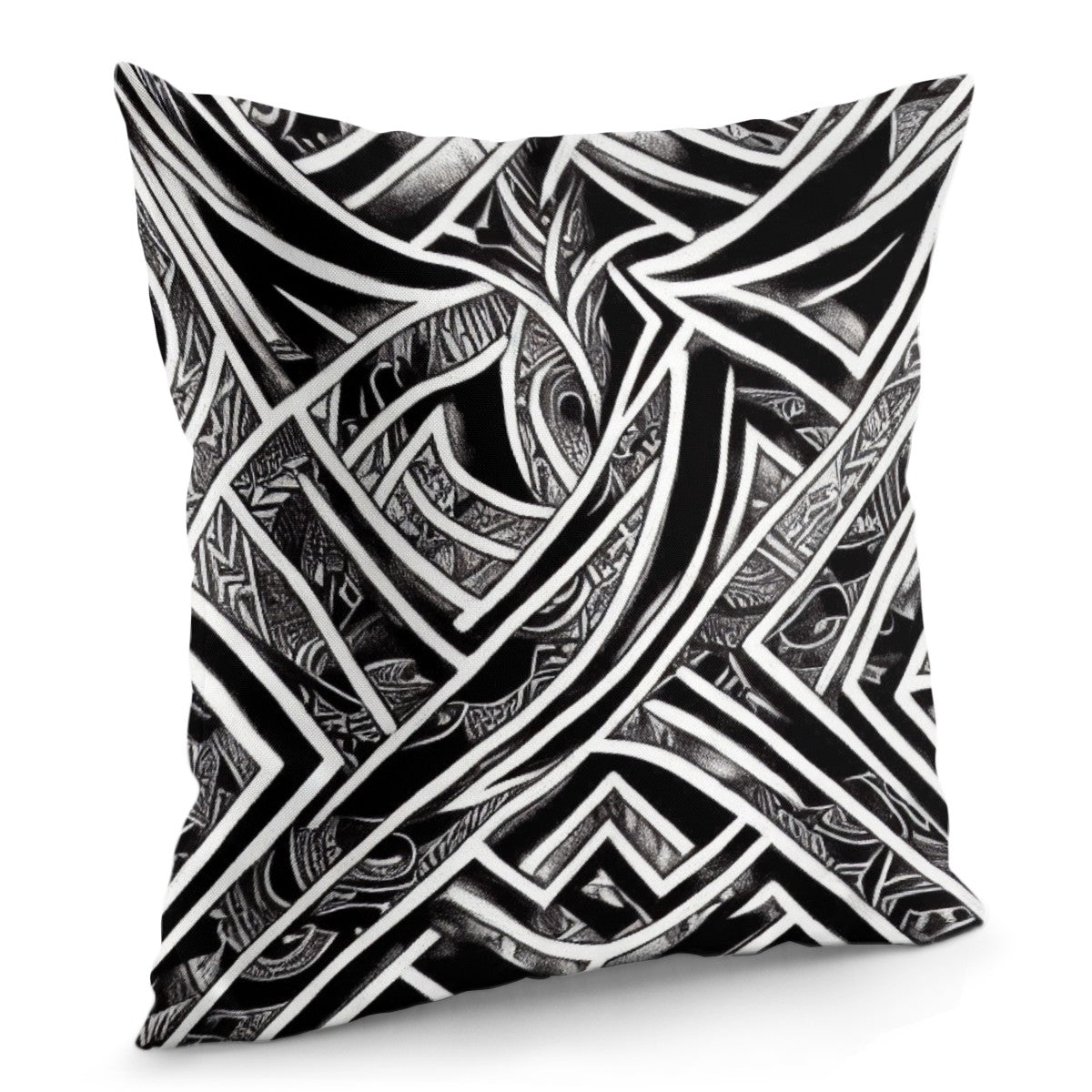 Black and White Polynesian Pillow Cover