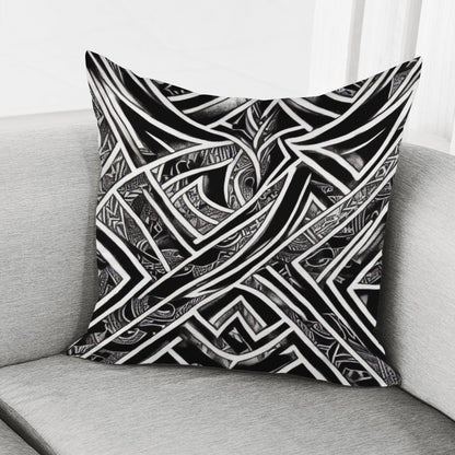 Black and White Polynesian Pillow Cover