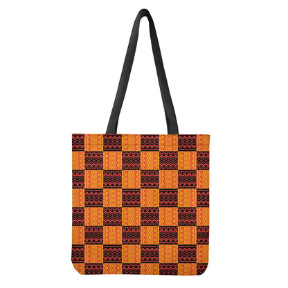 Black and Orange Tribal Design - Cloth Tote Bags