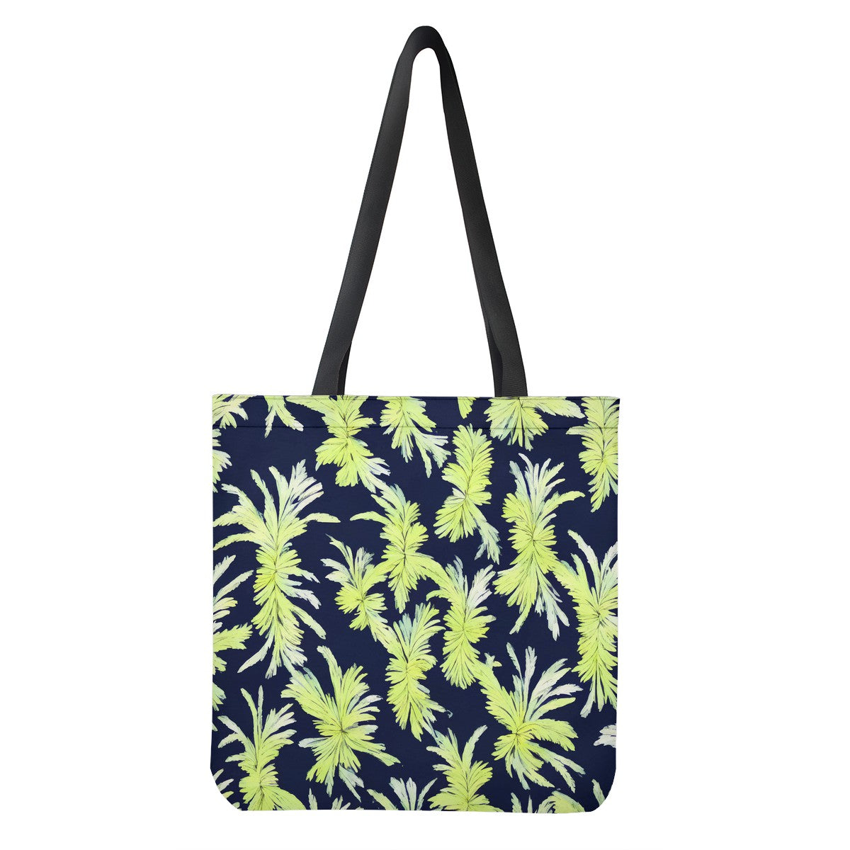 Puakenikeni - Lime Green and Black Cloth Tote Bags - Luxtrini, LLC