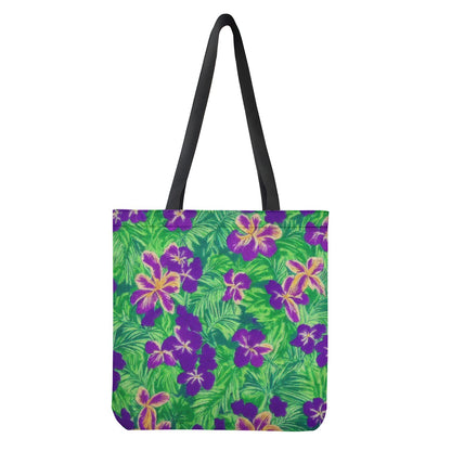 Blue Flag Iris on Green Cloth Tote Bags - Luxtrini, LLC