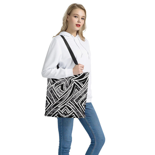 Black and White Polynesian | Cloth Tote Bags