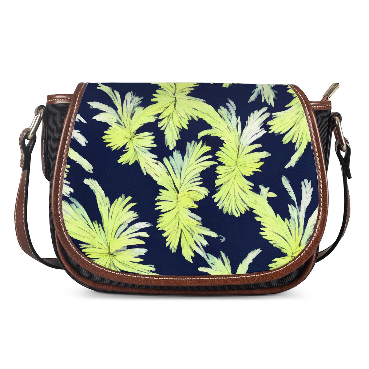 Puakenikeni - Lime Green and Black Saddle Bags - Luxtrini, LLC