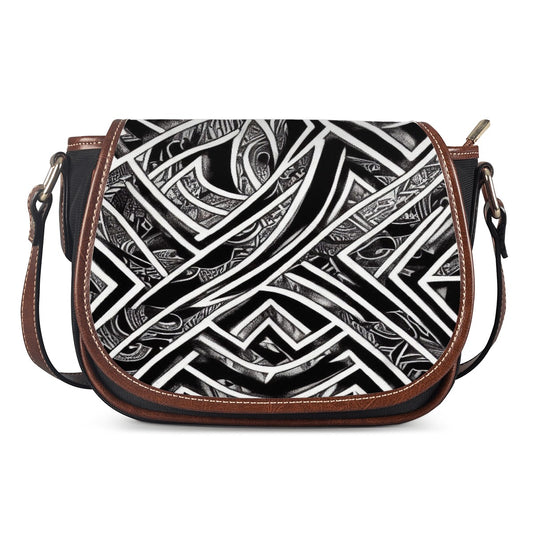 Black and White Polynesian Saddle Bags