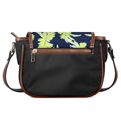 Puakenikeni - Lime Green and Black Saddle Bags - Luxtrini, LLC