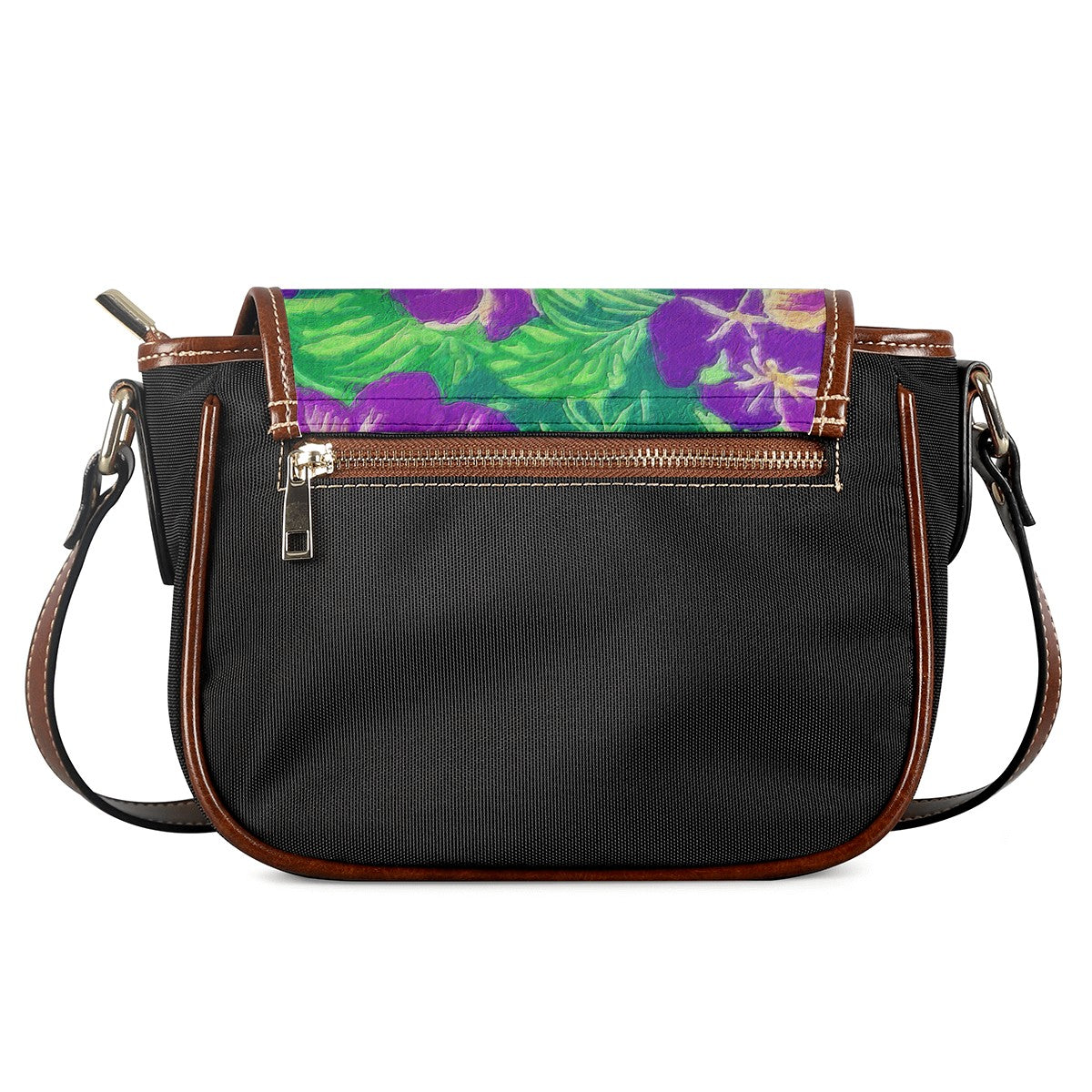 Blue Flag Iris on Green Saddle Bags - Luxtrini, LLC