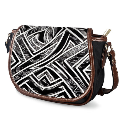 Black and White Polynesian Saddle Bags